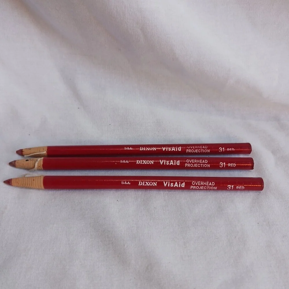 Vintage Dixon VisAid Red Overhead Projection Markers Set of 3